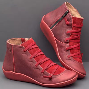 Fashion Leather Cross Strappy Vintage Women's Boots