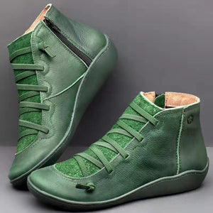 Fashion Leather Cross Strappy Vintage Women's Boots