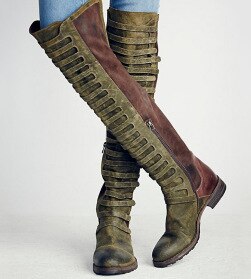 Bandage Frosted Zipper Thigh-high Chelsea Boots Shoes