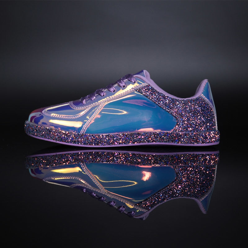 Gold Glitter Shinny Bling Fashion Women Sneakers