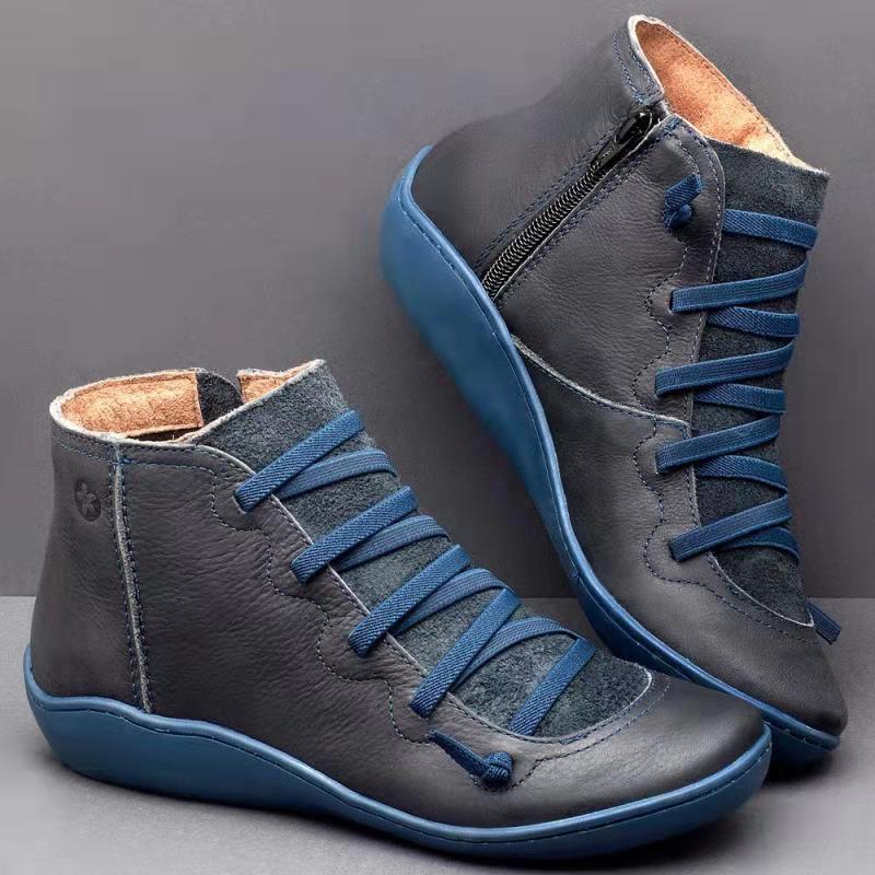 Fashion Leather Cross Strappy Vintage Women's Boots