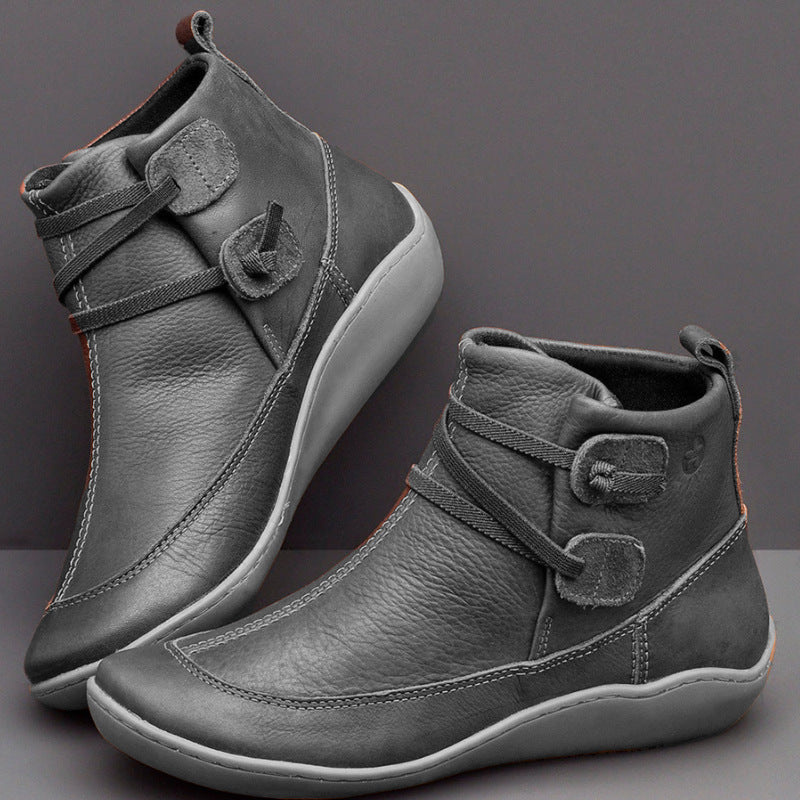 Vintage Style Fashion Women's Soft Leather Round Toe Shoes