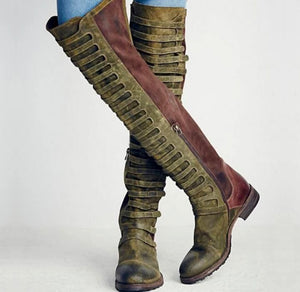 Bandage Frosted Zipper Thigh-high Chelsea Boots Shoes