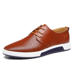 New Fashion Leather Breathable Brand Flat Men's Shoes