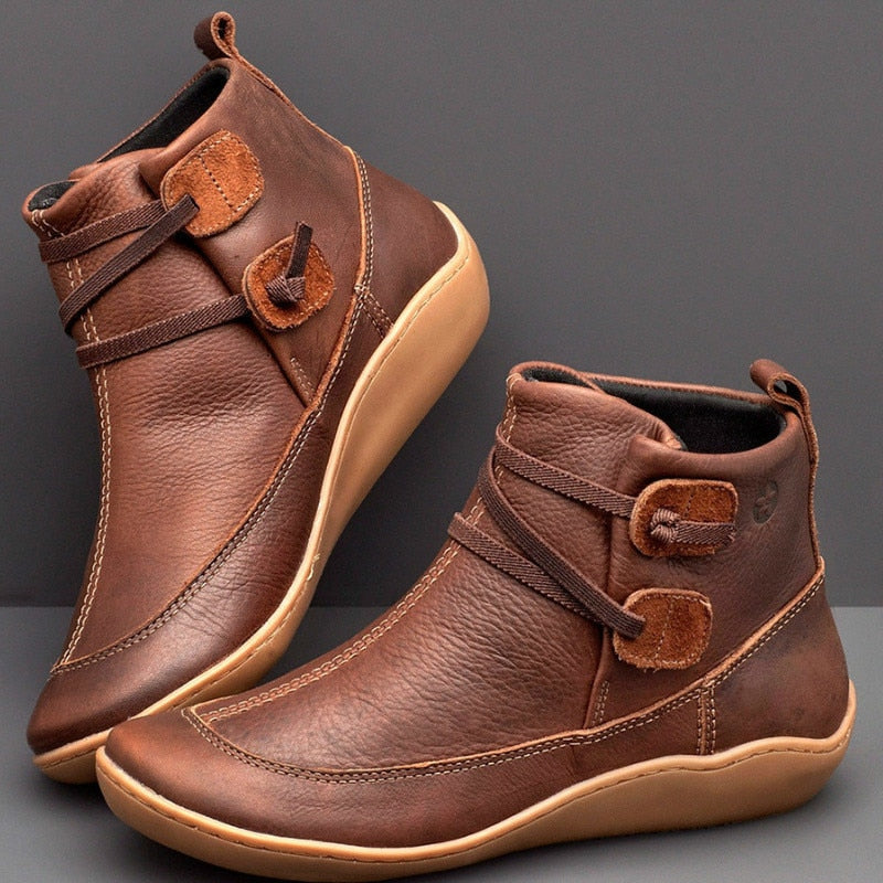 Vintage Style Fashion Women's Soft Leather Round Toe Shoes