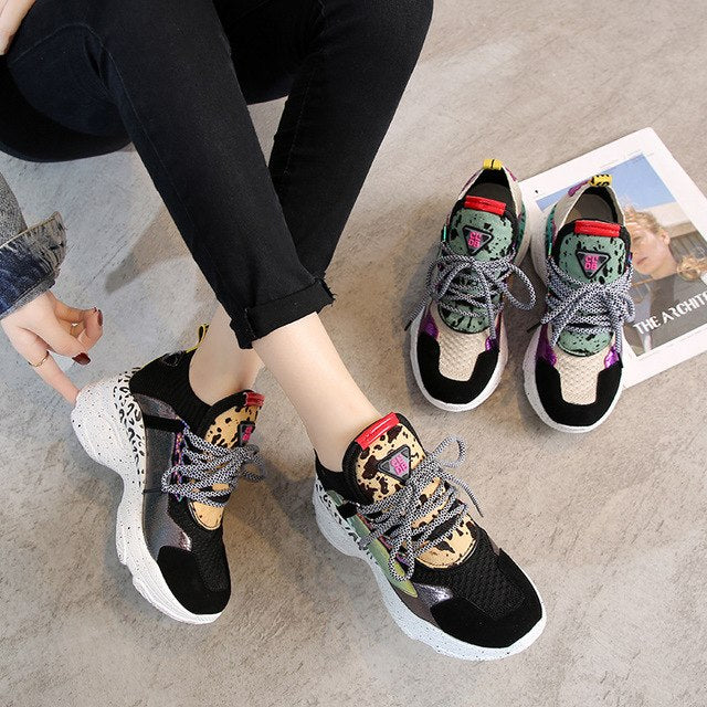 2019 New Color Matching Platform Casual Shoes