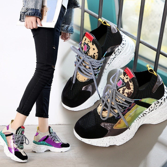 2019 New Color Matching Platform Casual Shoes