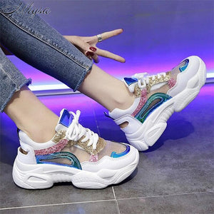 New Fashion Bling Platform Breathable Mesh Sneakers