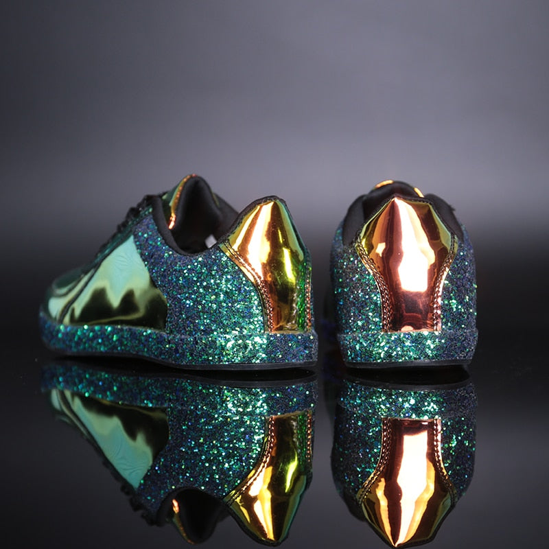 Gold Glitter Shinny Bling Fashion Women Sneakers