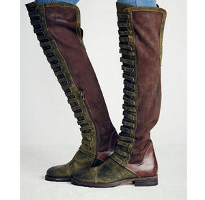 Bandage Frosted Zipper Thigh-high Chelsea Boots Shoes