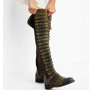Bandage Frosted Zipper Thigh-high Chelsea Boots Shoes