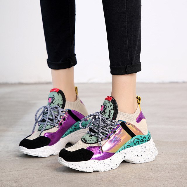 2019 New Color Matching Platform Casual Shoes