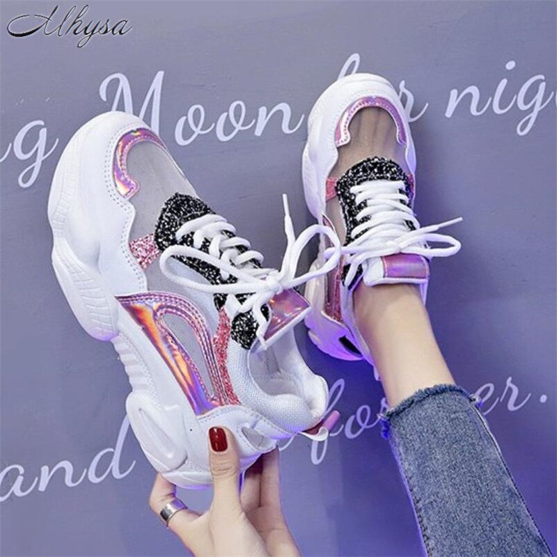 New Fashion Bling Platform Breathable Mesh Sneakers