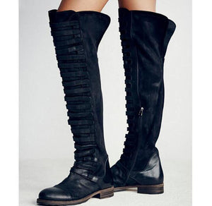 Bandage Frosted Zipper Thigh-high Chelsea Boots Shoes