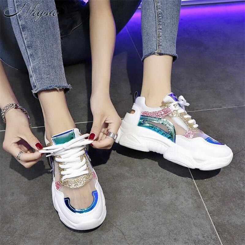 New Fashion Bling Platform Breathable Mesh Sneakers