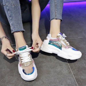 New Fashion Bling Platform Breathable Mesh Sneakers