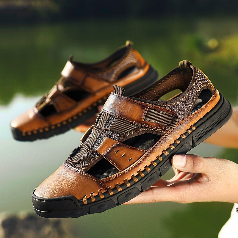 2021 New Genuine Leather Cowhide Men Sandals