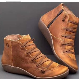 Fashion Leather Cross Strappy Vintage Women's Boots