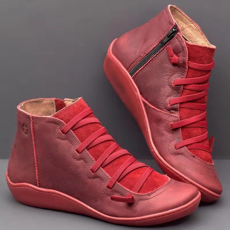 Fashion Leather Cross Strappy Vintage Women's Boots